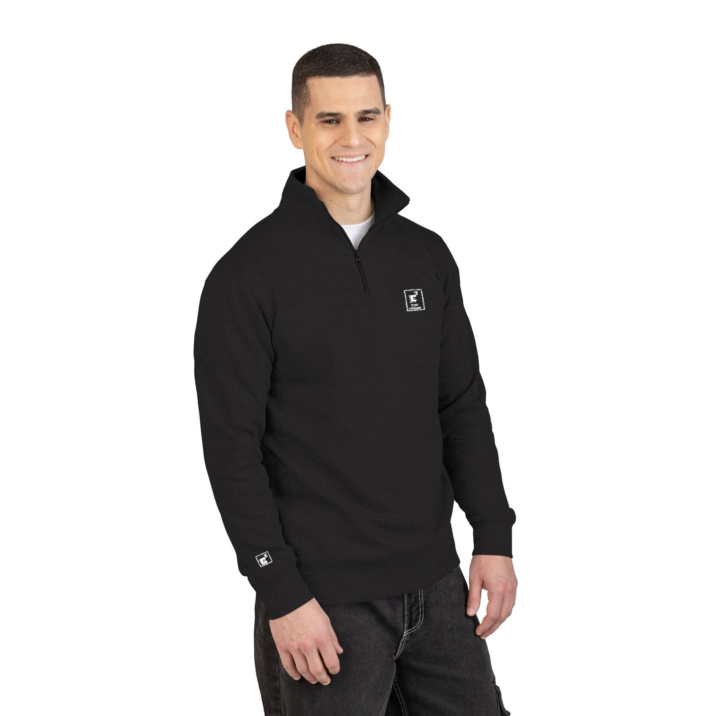 Embroidered Minimalist Quarter-Zip Fleece Pullover